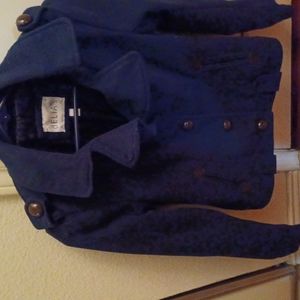 Delia's Blue Brown Accents Coat Size XS X-Small